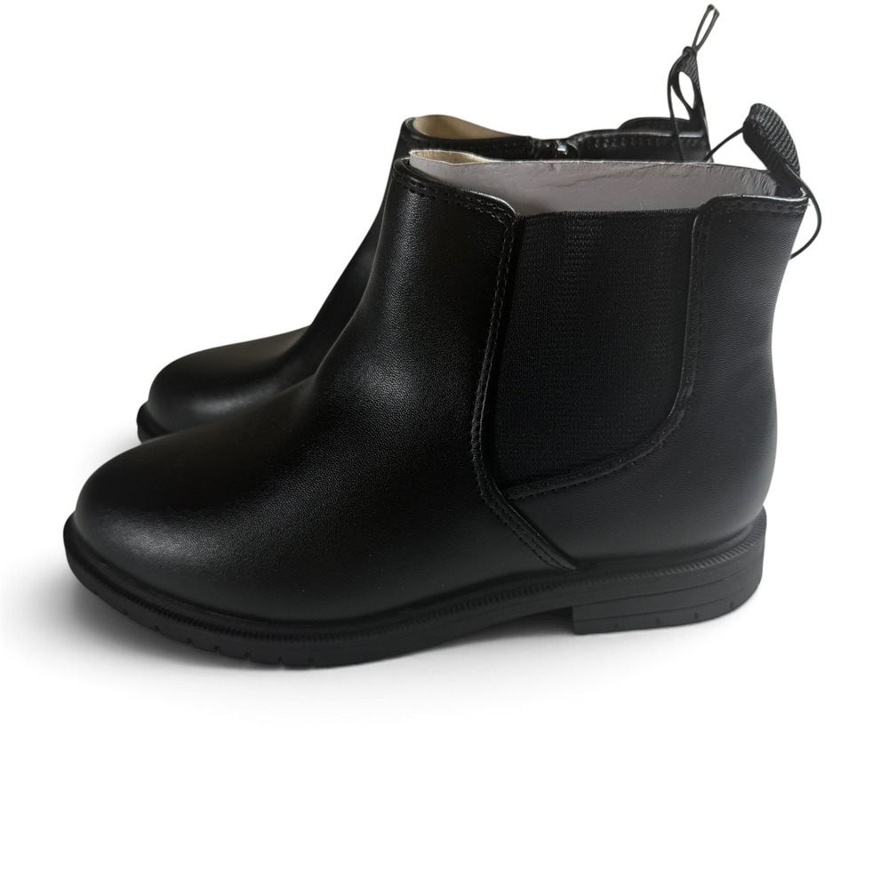 Cat & Jack Tanner Black Chelsea Boots Kids Size 11 Side Zip Faux Leather Ankle